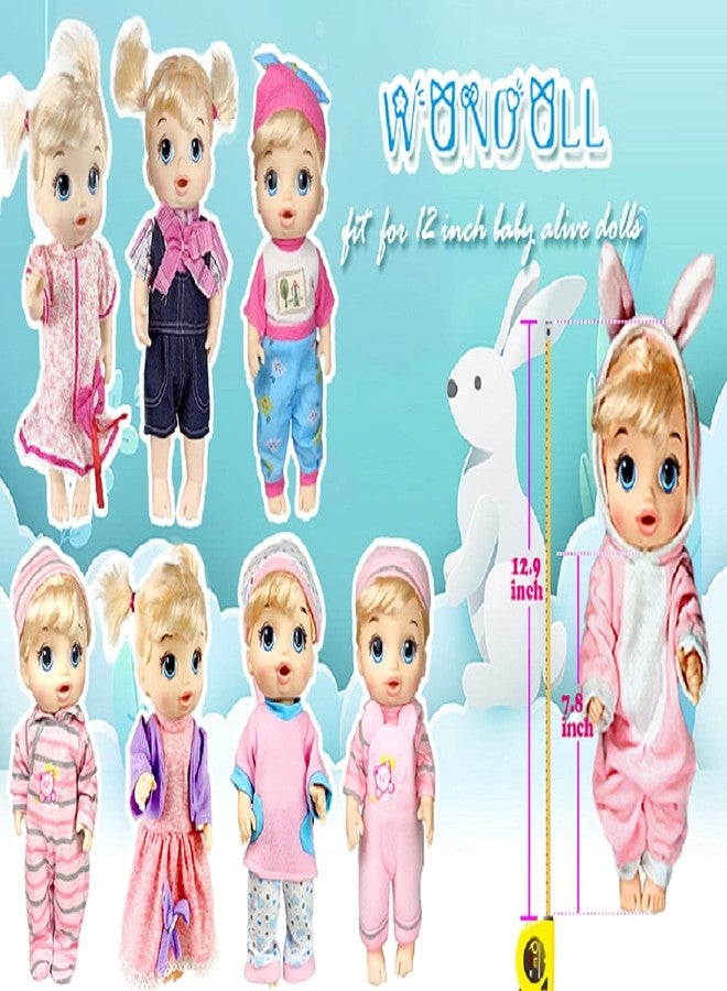 WONDOLL 8-Sets Alive Baby-Doll-Clothes for 12 inch Baby Dolls 10-11-12 inch Handmade Clothing Lovely Hat Dress and Outfits Accessories Christmas Birthday for Little Girl - Image 3